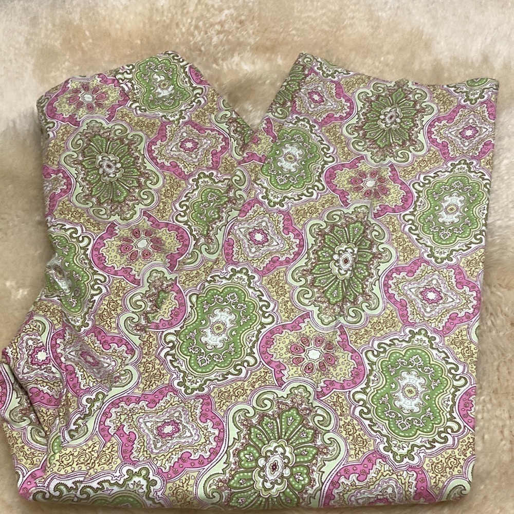 Pink and green paisley type pants size 8